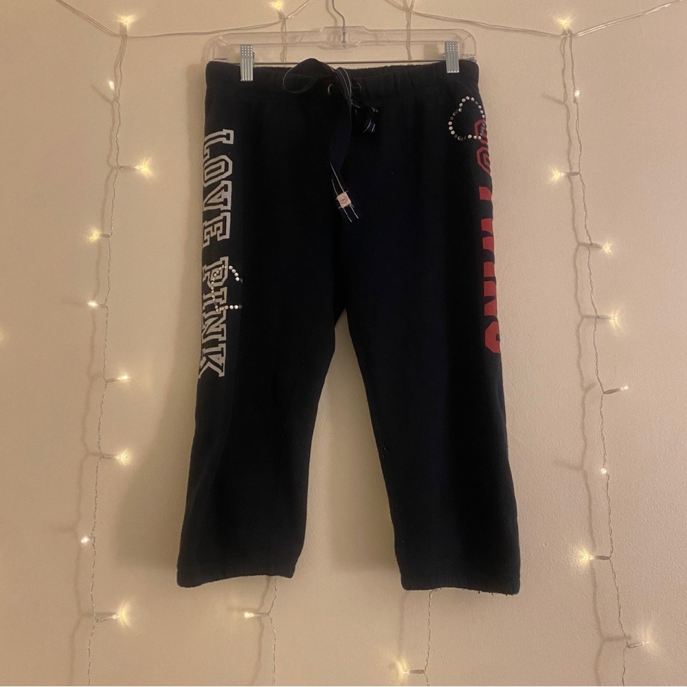 PINK Victoria's Secret Black Cropped Sweatpants with Minnesota Twins